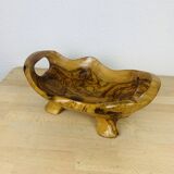 Coupe à fruit en bois d'olivier brutaliste