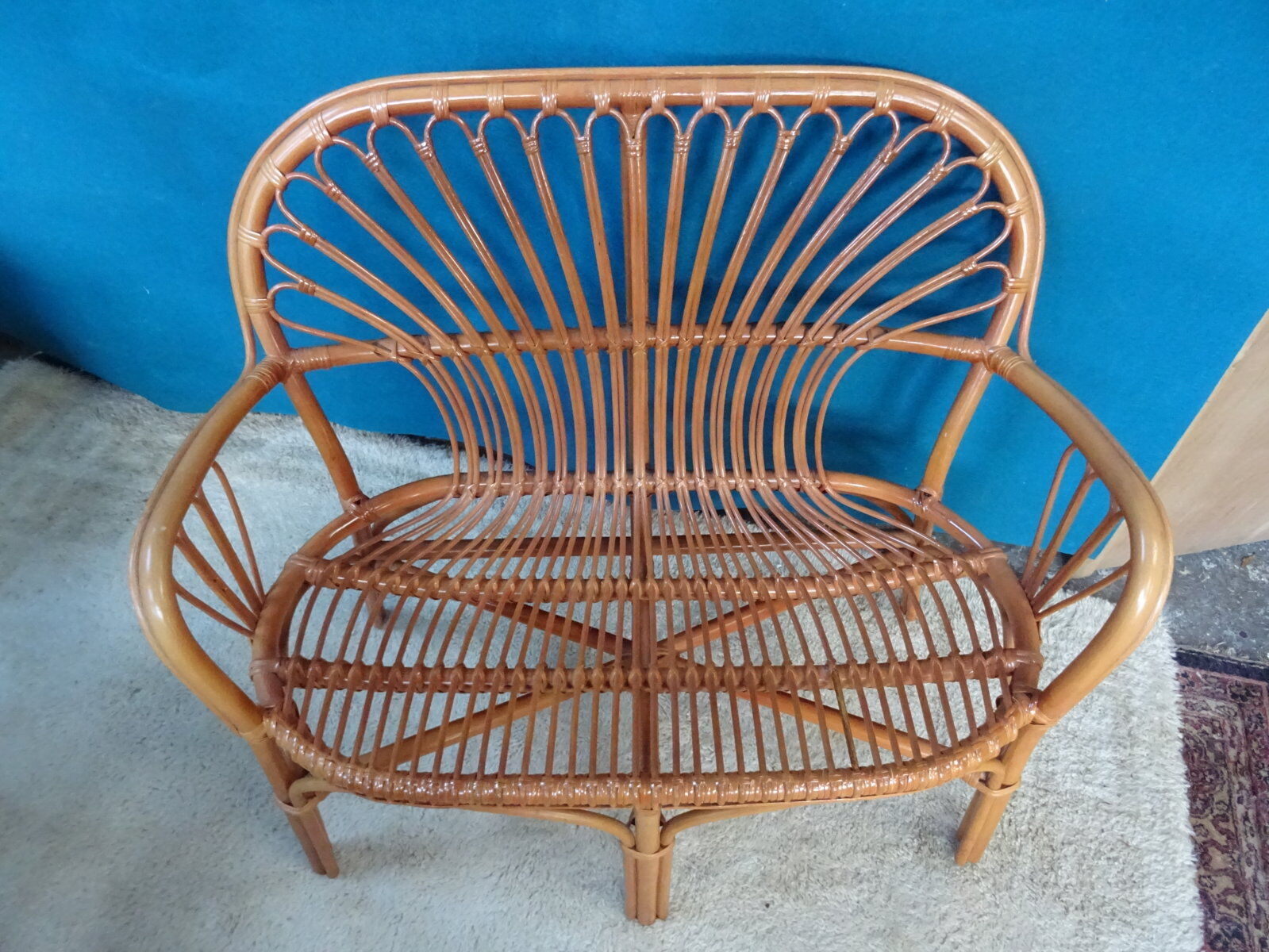 Rattan bench 80s