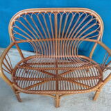 Rattan bench 80s