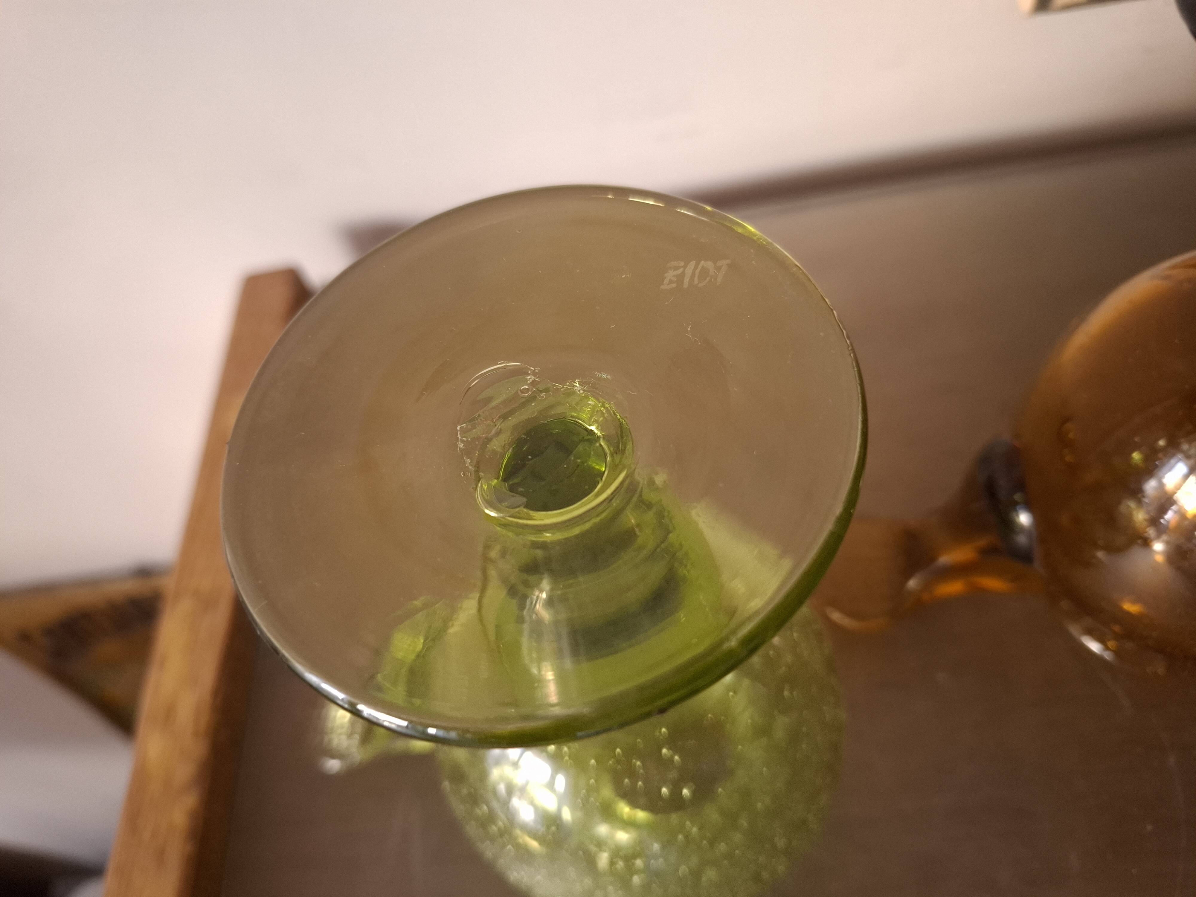 Two biot blown glass candle holders