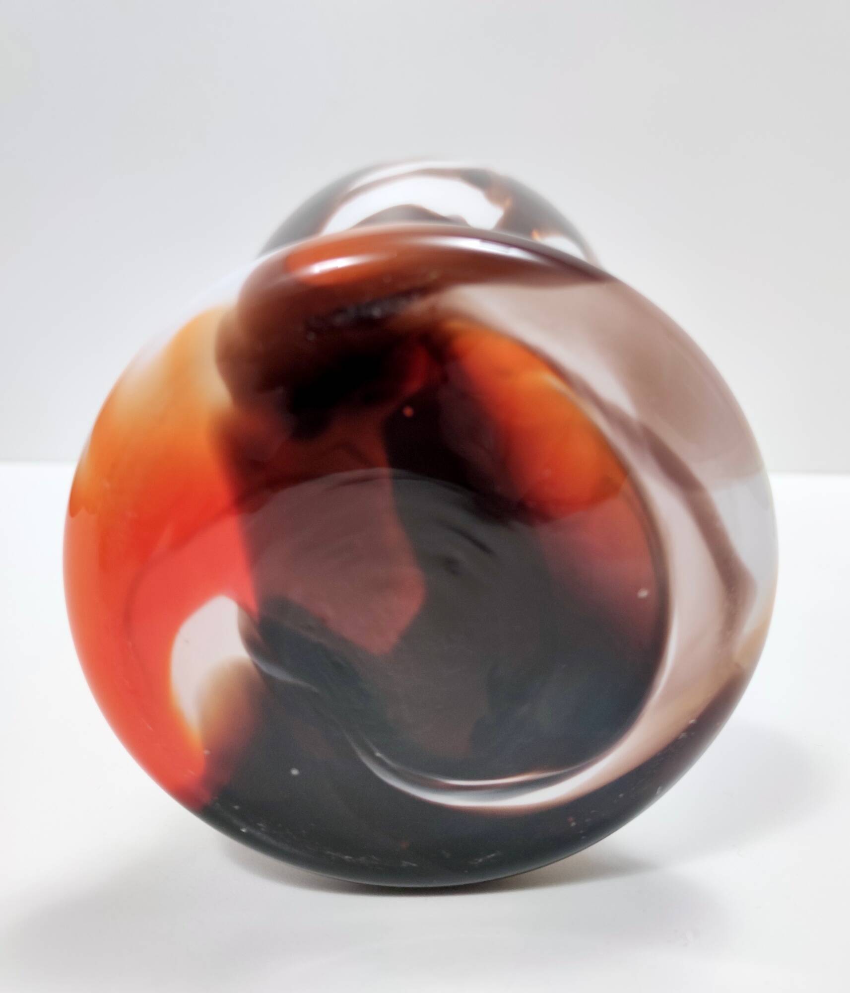 White, Orange and Brown Murano Glass Vase by Carlo Moretti, Italy
