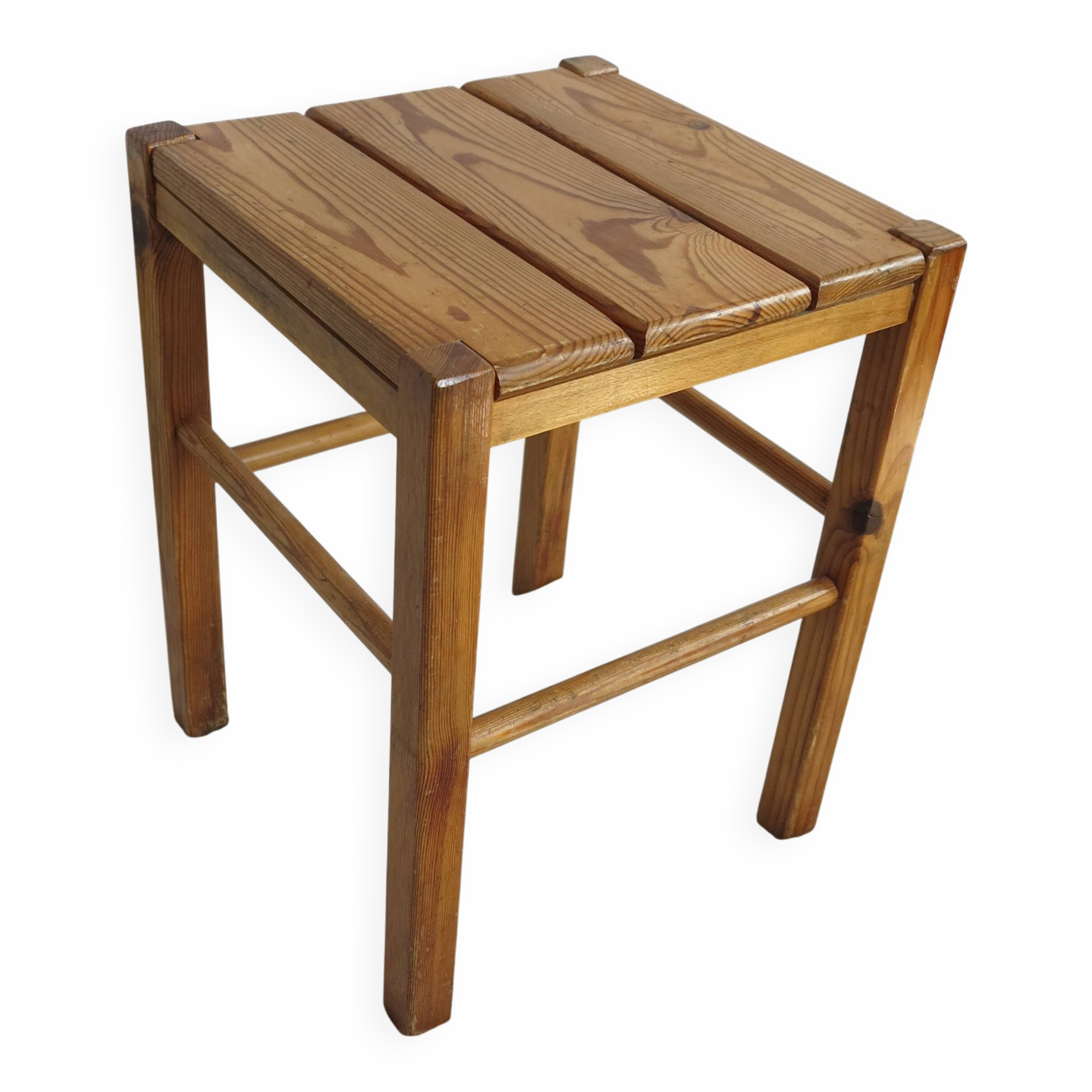 60s brutalist-style pine stool