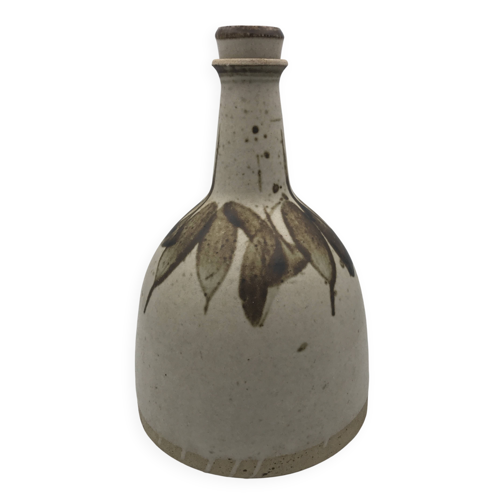 BOTTLE Vintage bottle in partially glazed pyrite stoneware