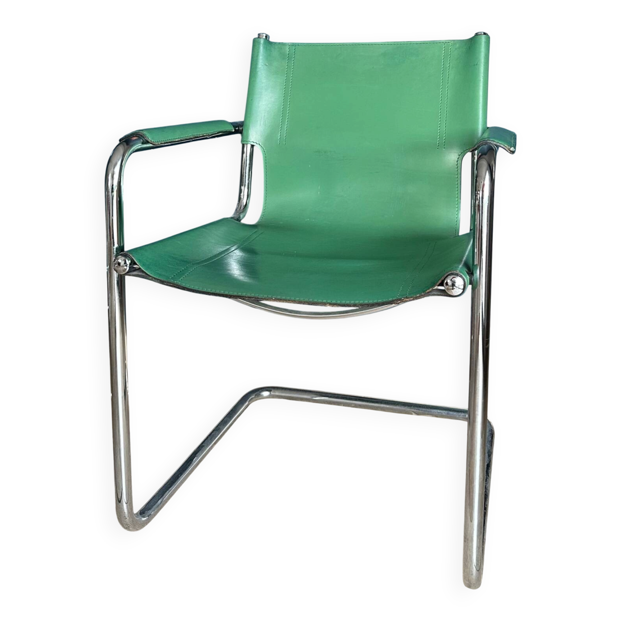 Set of 6 Chairs and 2 Matteo Grassi Armchairs in leather - rare "Basque" green