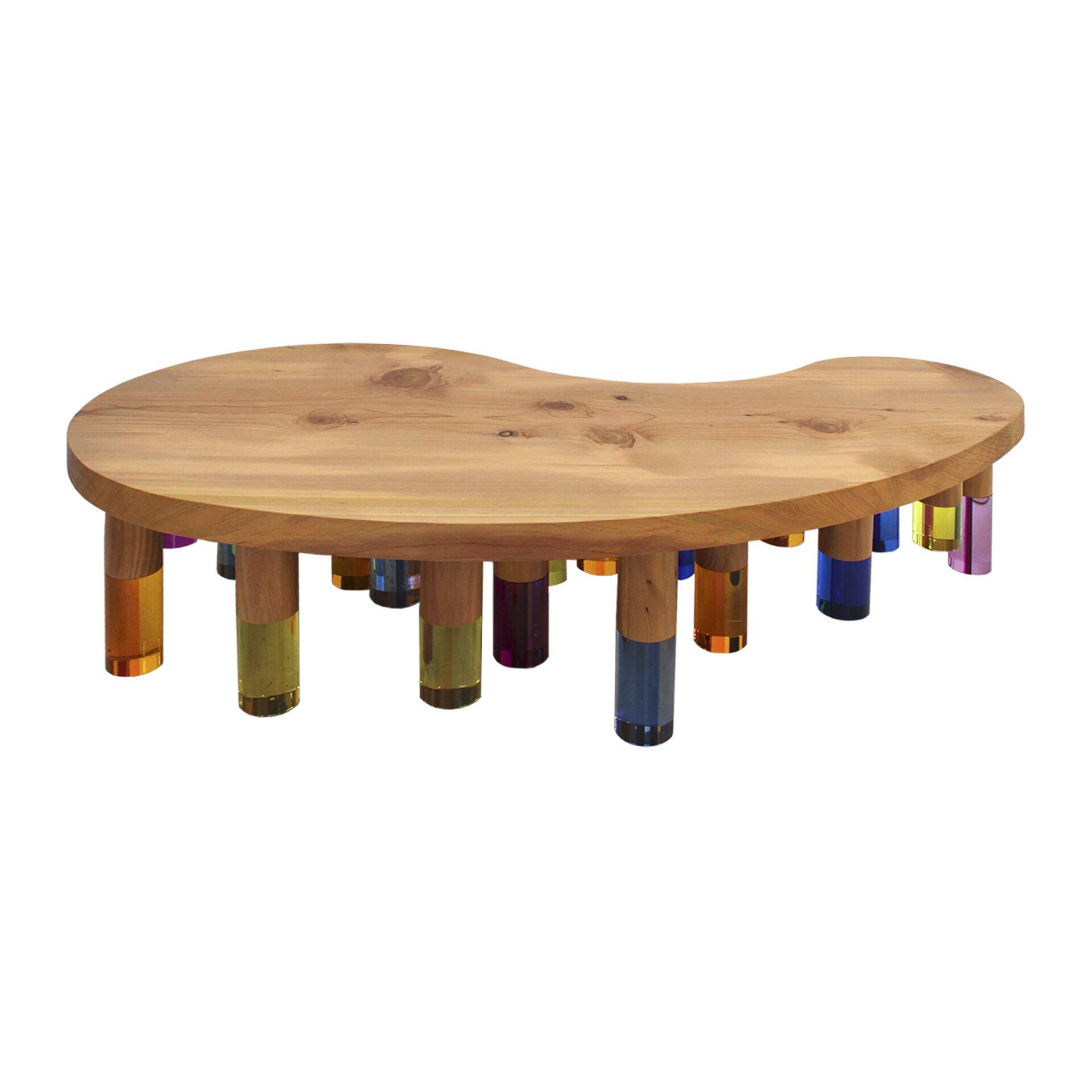 Studio Superego Modern Wood and Multicolor Plexiglass Italian Coffee Table