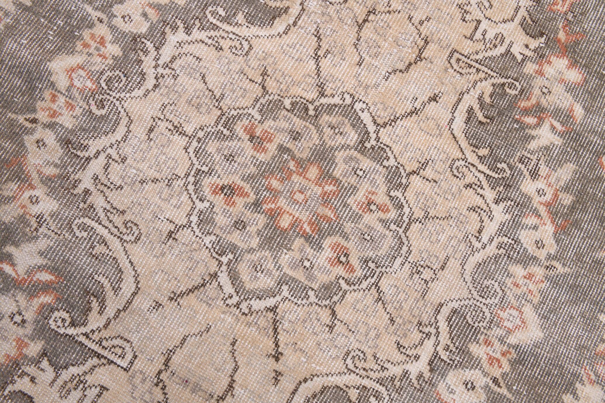 6x9 Ash Gray Handmade Wool Turkish Vintage Rug, 188x290Cm SK 5073