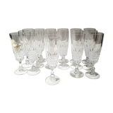 Lot de 17 flûtes verre coupe à champagne cristal d'arques Pompadour