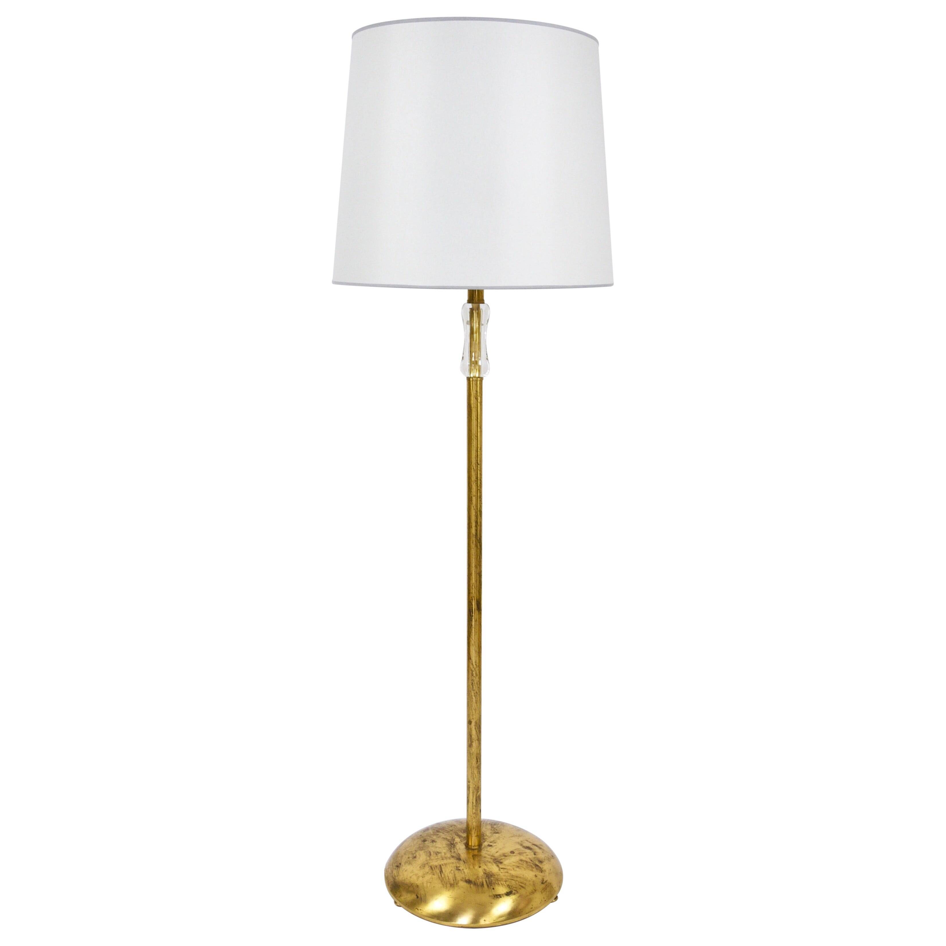 Bakalowits floor lamp from Vienna in solid brass with a glass handle, Austria, 1950s.
