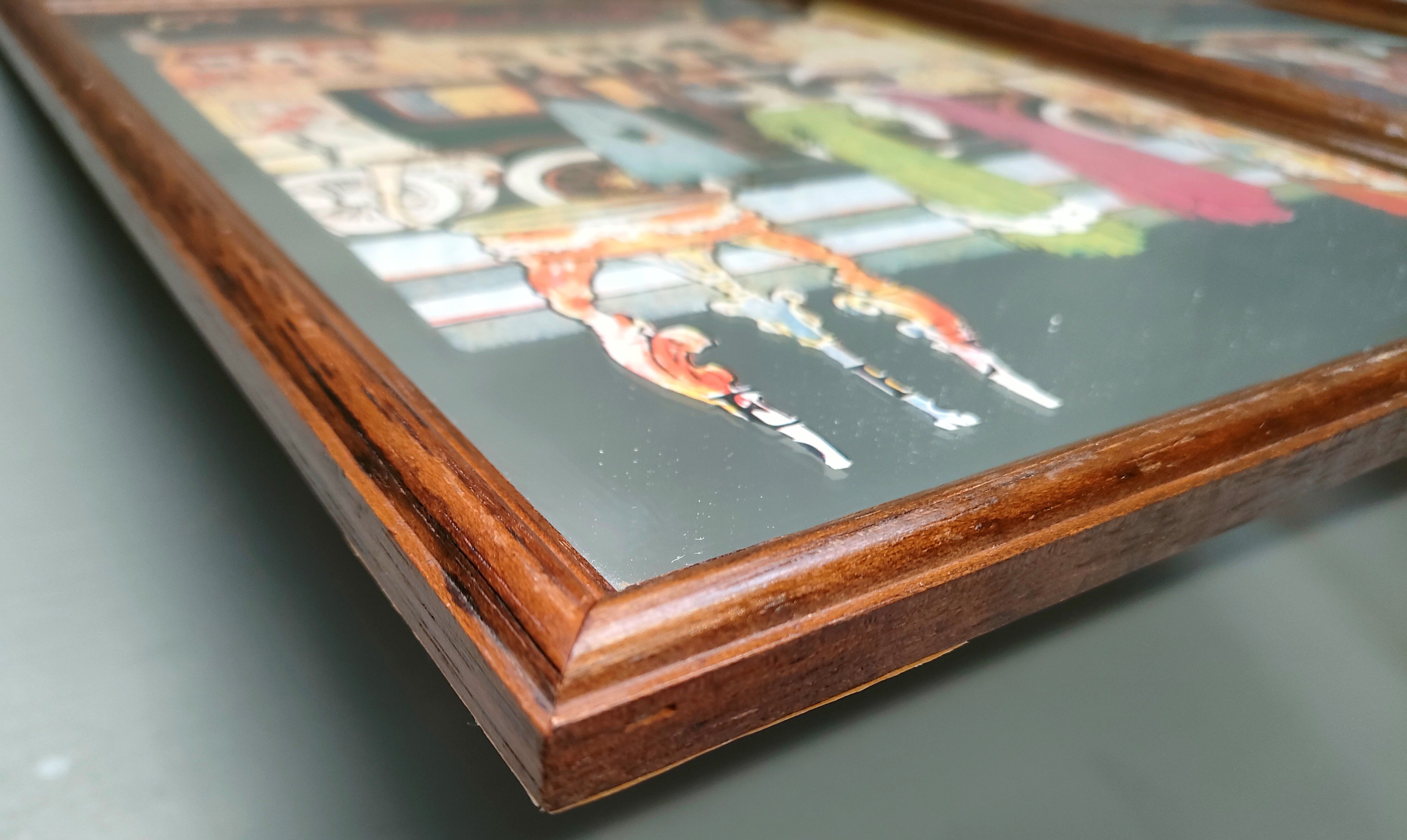 Two mirror frames Art-Deco style, silkscreened " Monte-Carlo " - France - 70's