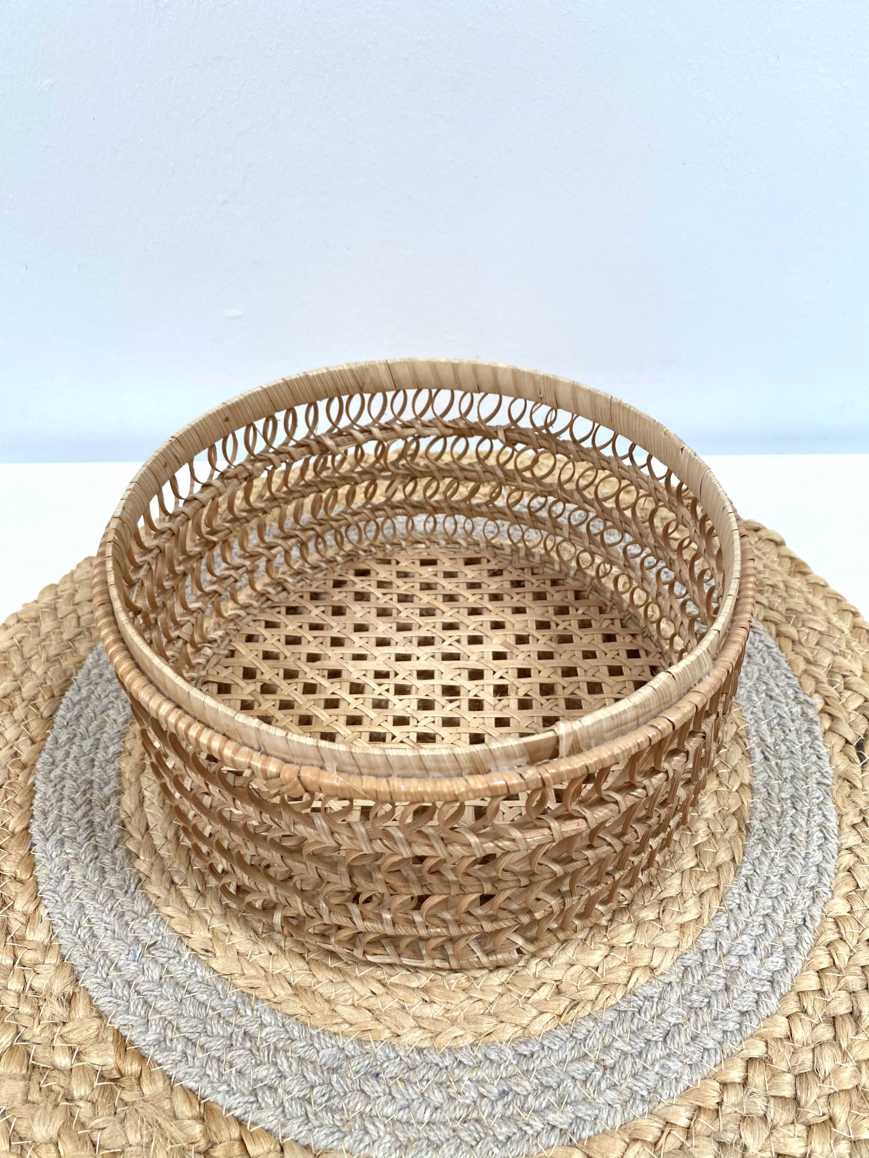 Braided rattan basket from the 70s