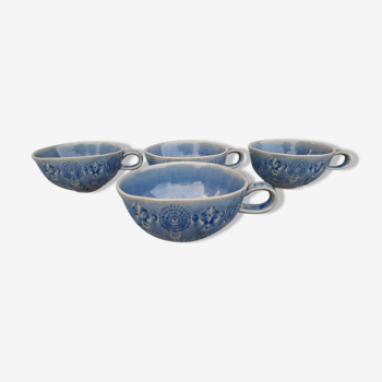 Set de 4 tasses bohèmes suédois bleues