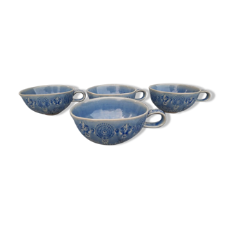 4 cups blue Swedish bohemian