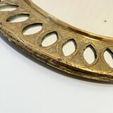 Round Moroccan mirror in openwork chiseled brass - vintage mirror 32 cm