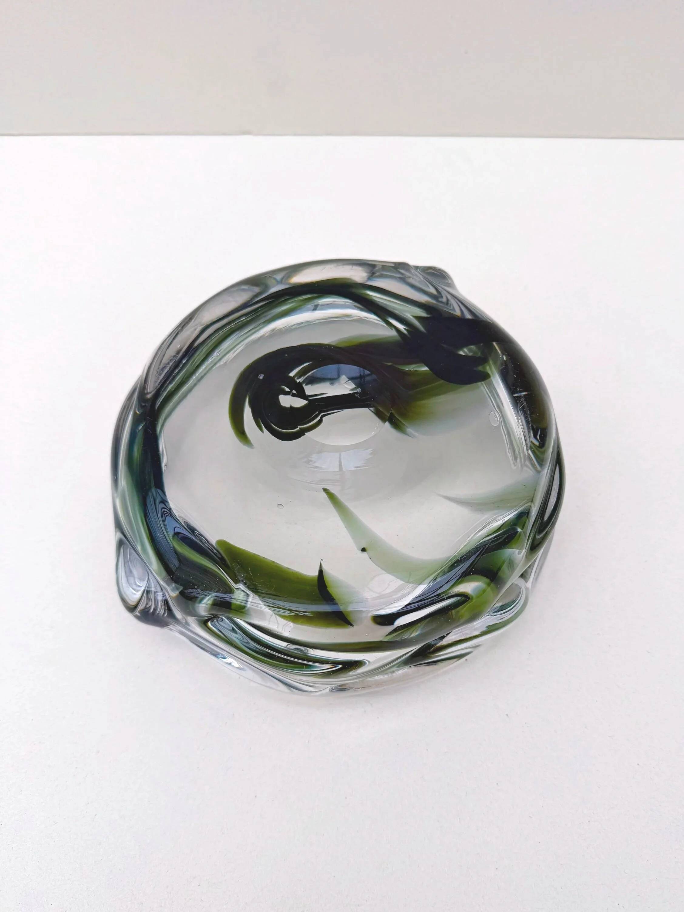 Blown glass vide poche from Murano, Italy 1970