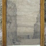 Drawing painting seen from Biarritz 1875