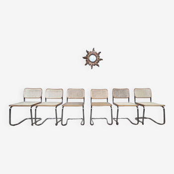 Series of 6 vintage Marcel Breuer style chairs