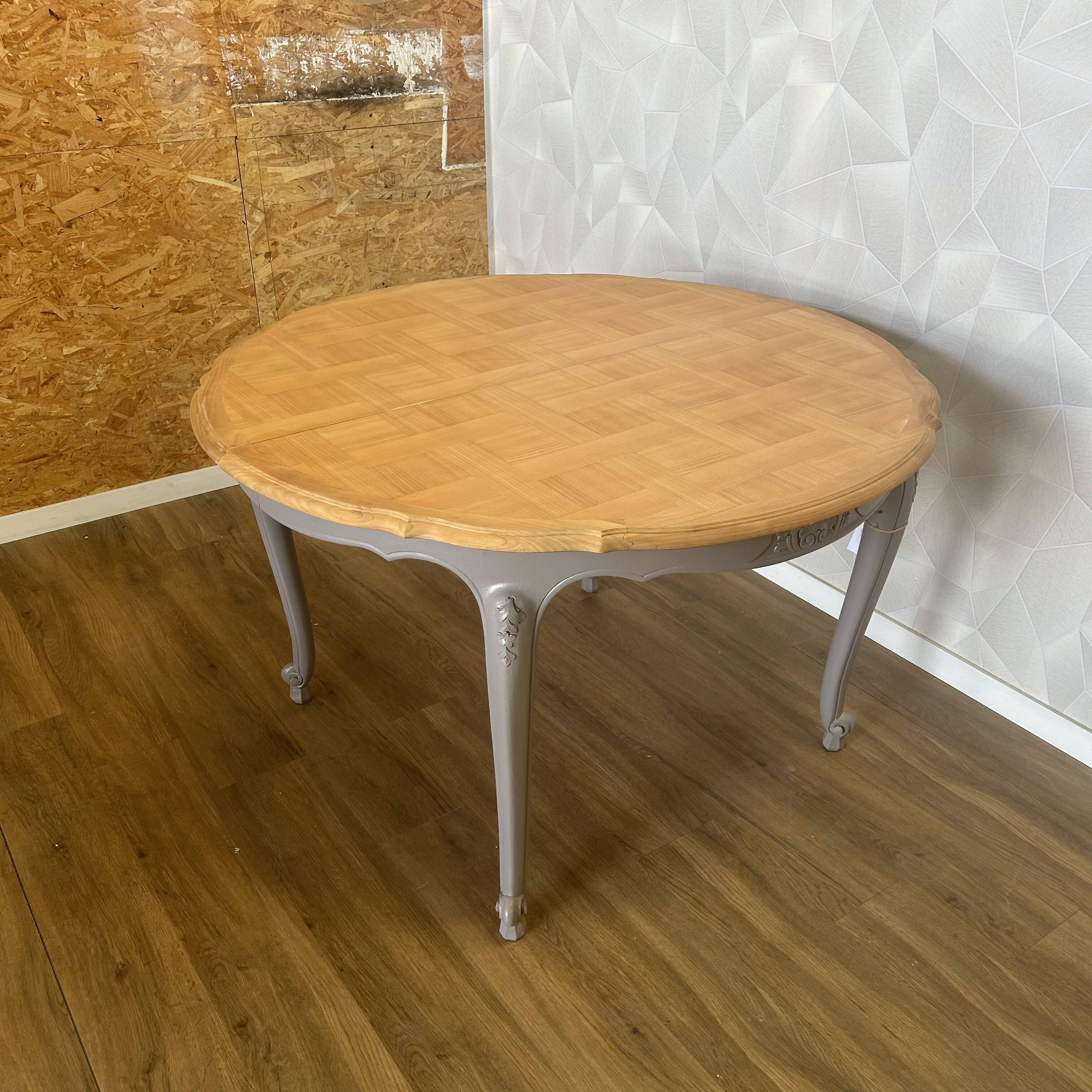 Round regency table revamped taupe extension