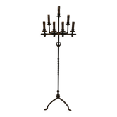 Lampadaire de Parquet en Fer Forgé et Fer Doré, Art Déco, Travail Français,