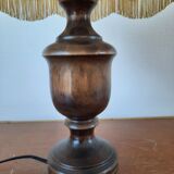 Turned wooden bedside lamp