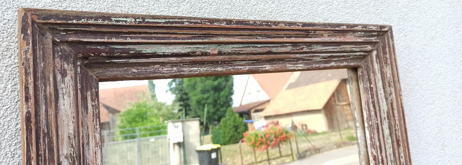 Rectangular mirror in old wood