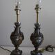Pair of Louis XVI style lion and cherub decoration lamps