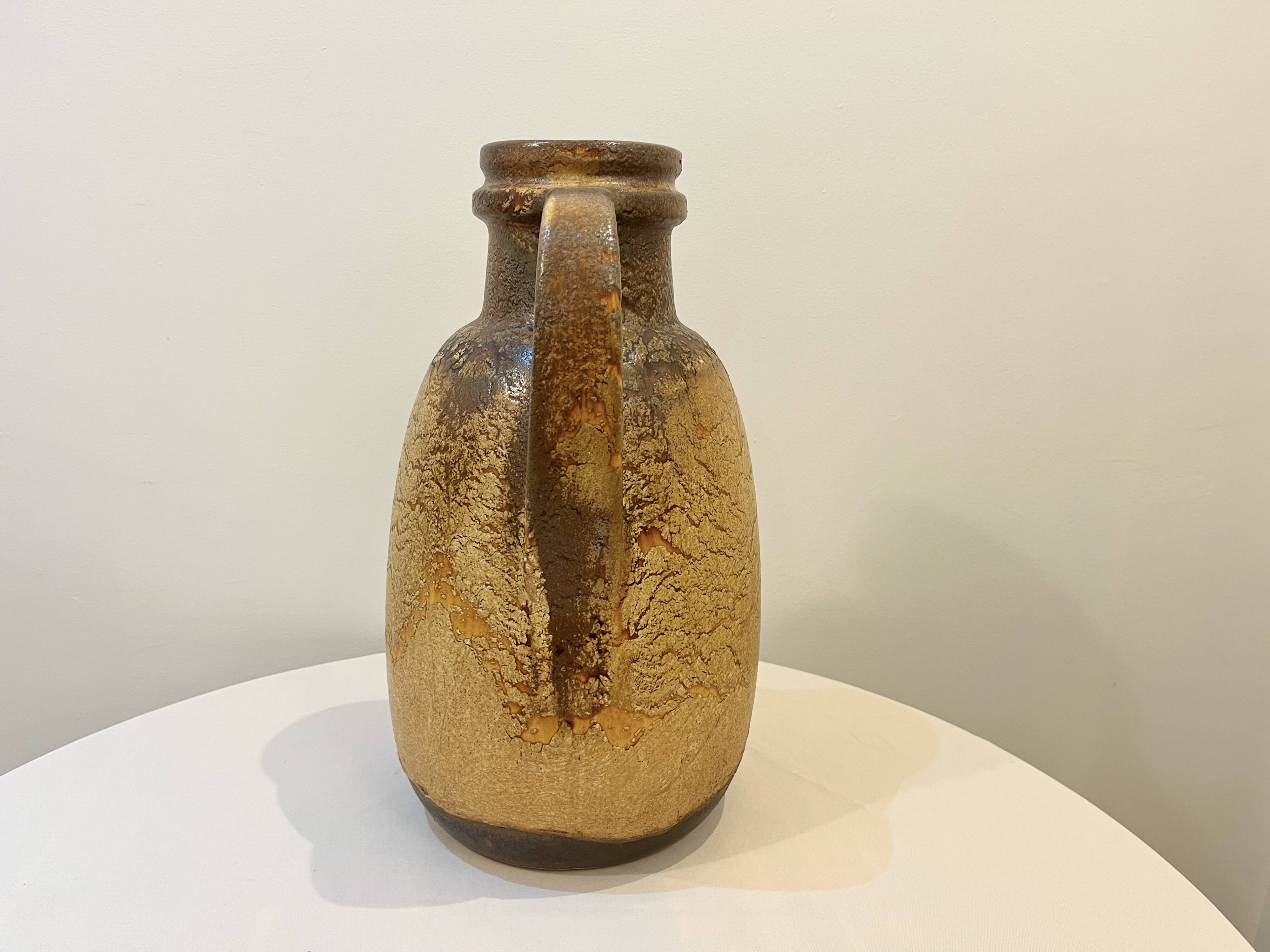 XXL Floor vase ceramic beige brown Scheurich 417-42 Fat Lava West Germany vintage 1950s 1960s