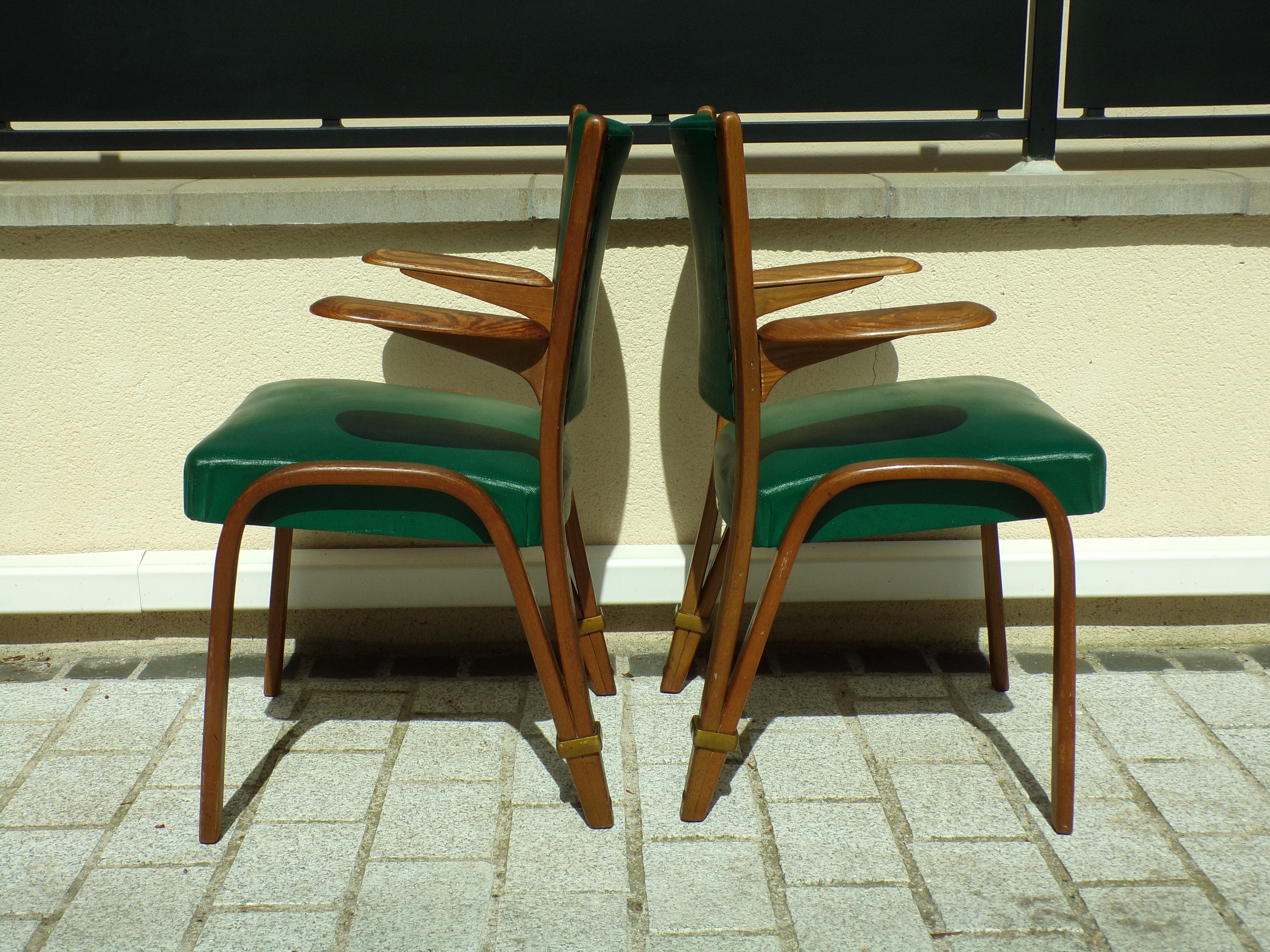 Pair of Bow Wood armchairs by Hugues Steiner