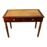 Bureau plat en acajou xixème dessus cuir