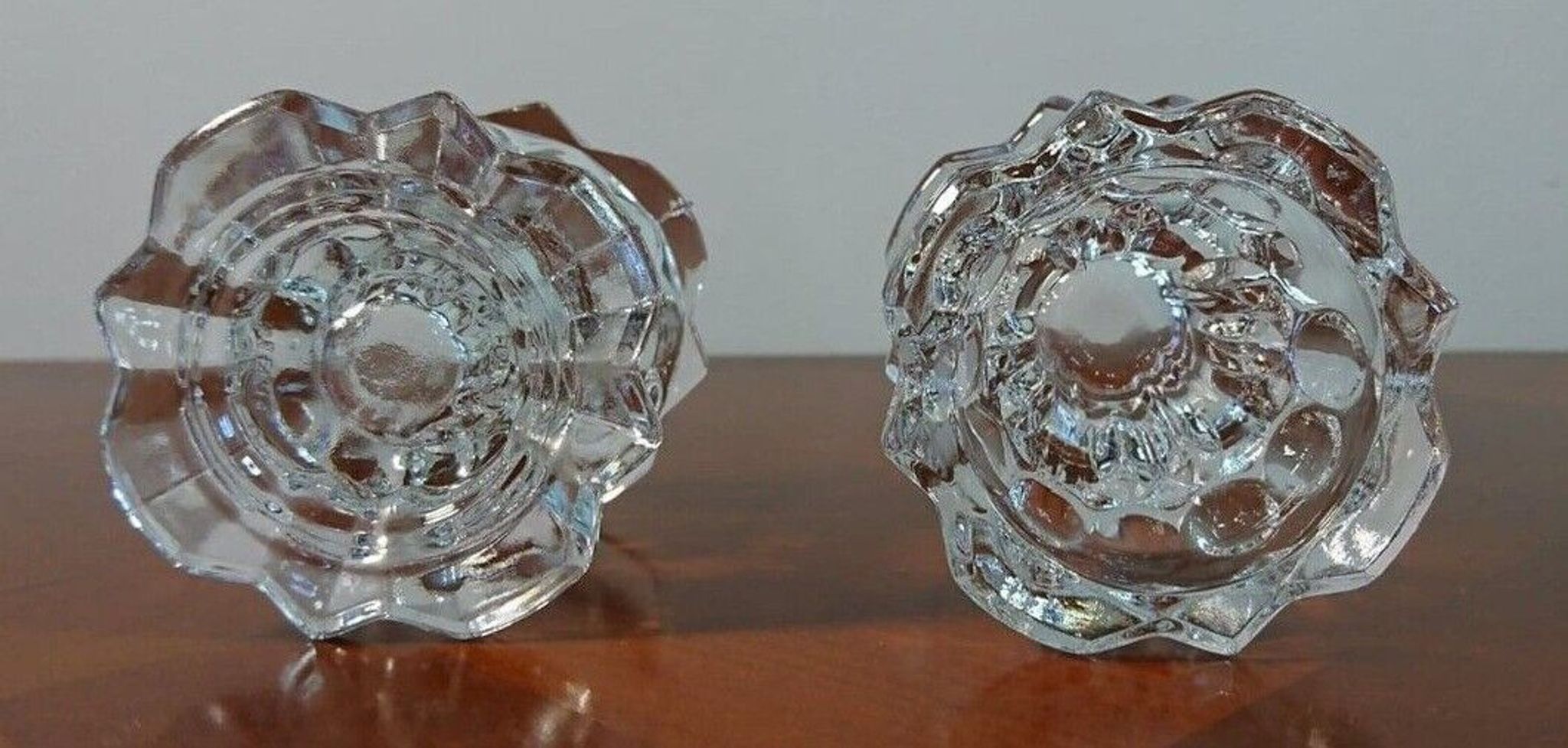 Pair of reims glass candlesticks france