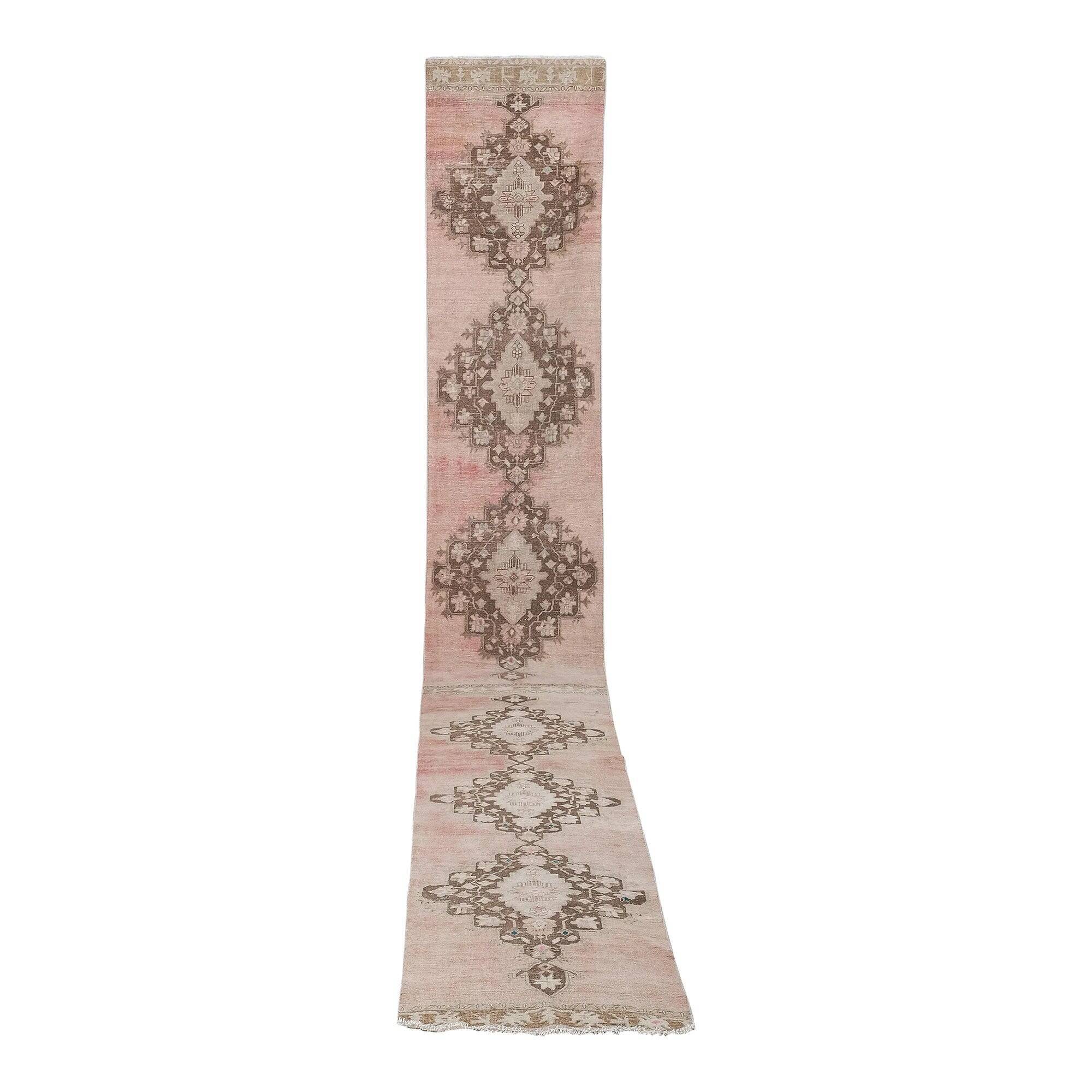 Vintage Turkish hallway rug 91x667 cm
