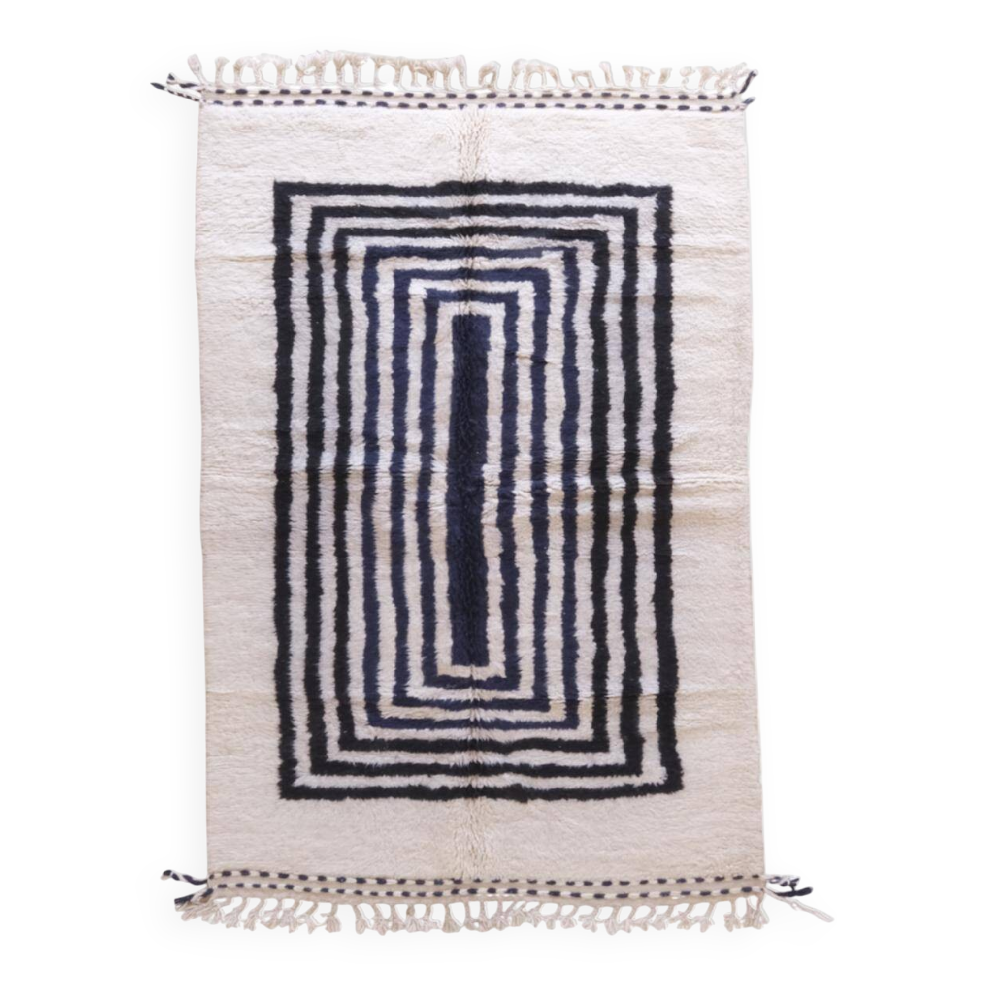 Black and White Rug from Morocco - 268 x 175 cm