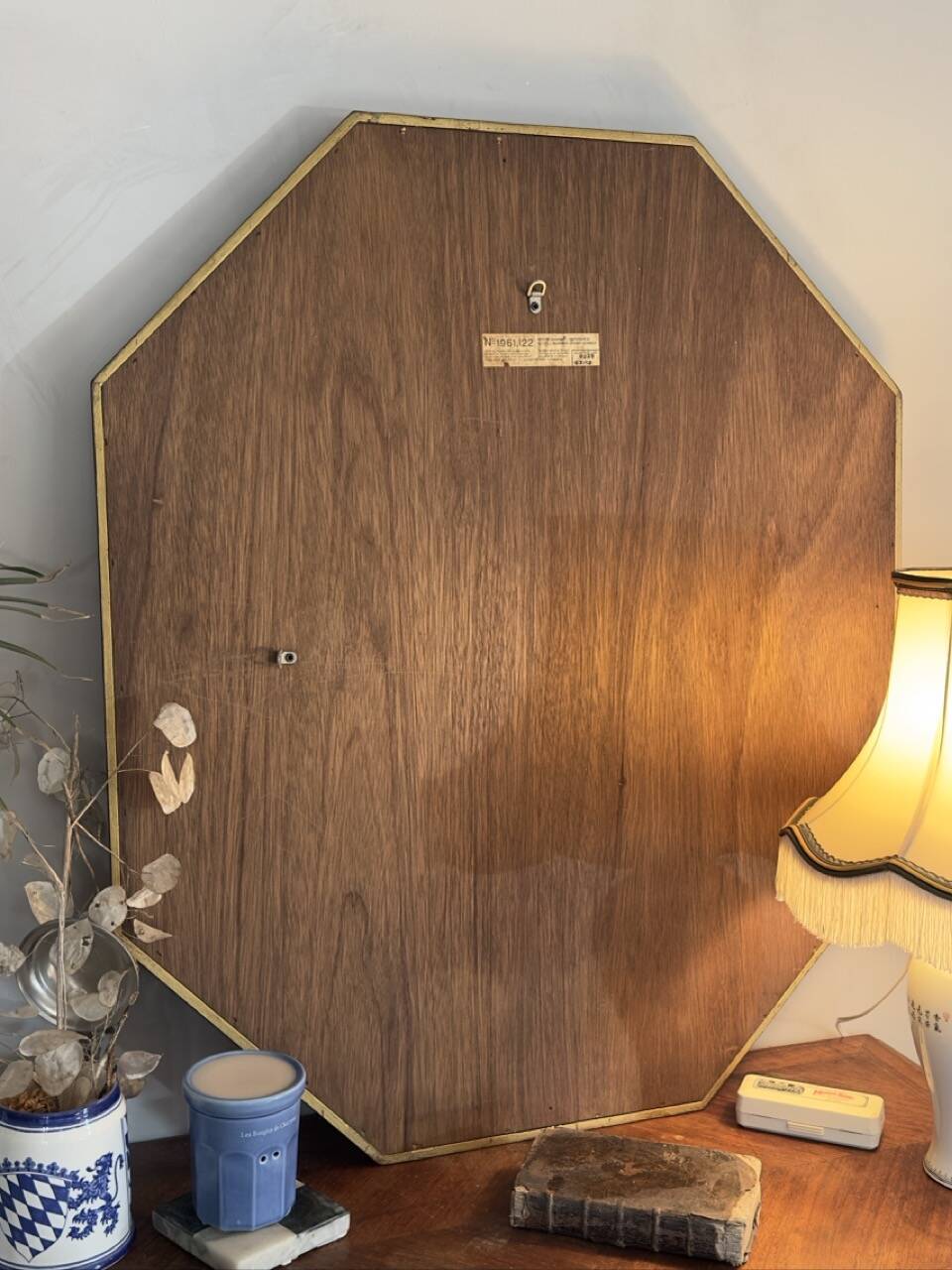 Vintage octagonal gold mirror – Belgium, 1960s/1970s