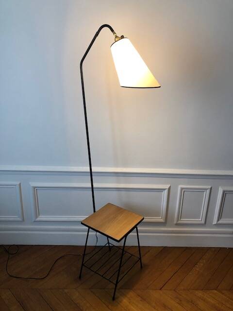 Tablet floor lamp and magazine holder 1960
