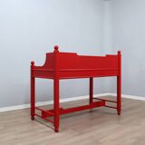 Vintage red lacquered writing desk Italian rustic design 1960s