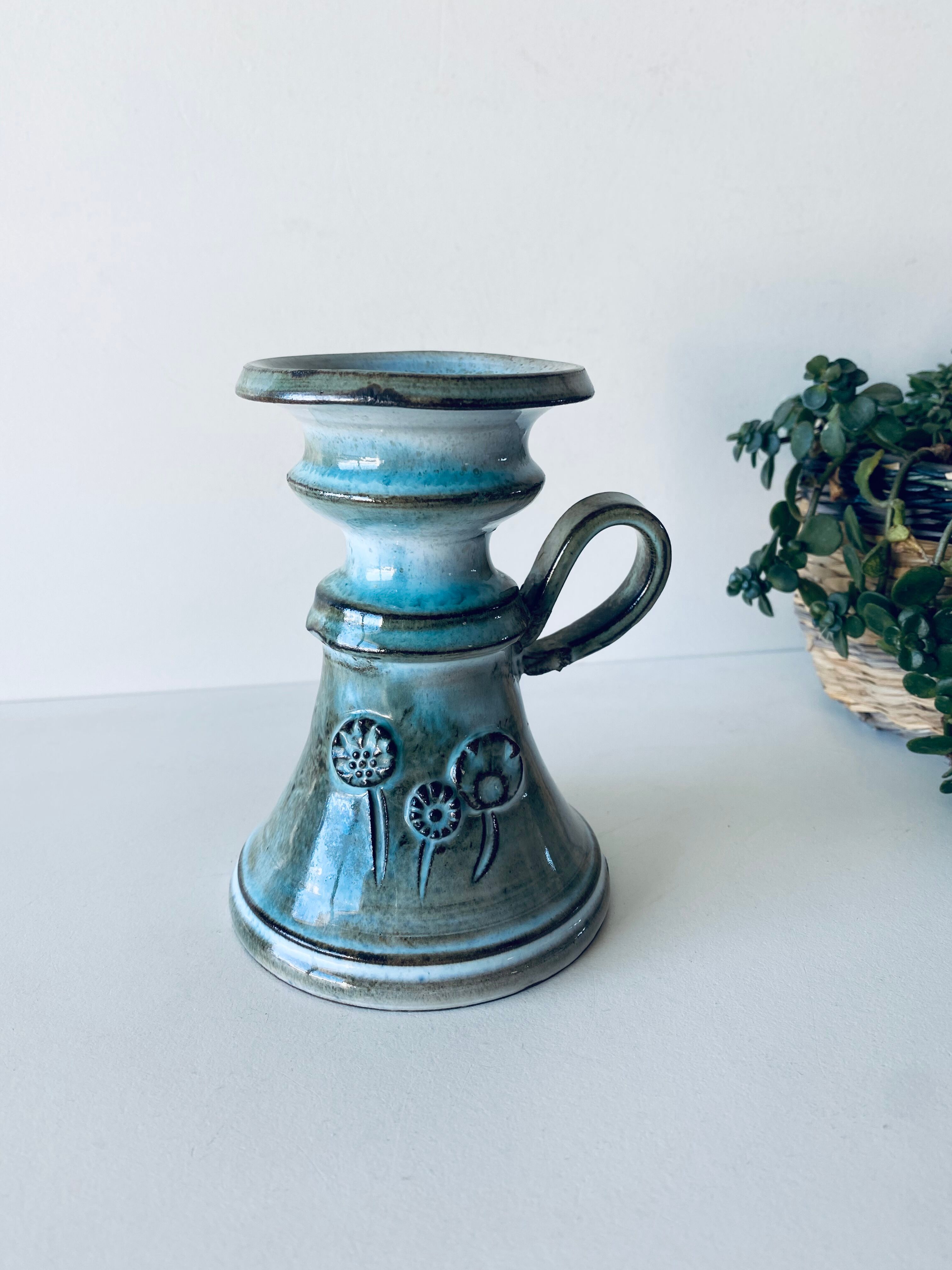 Enamelled ceramic candle holder