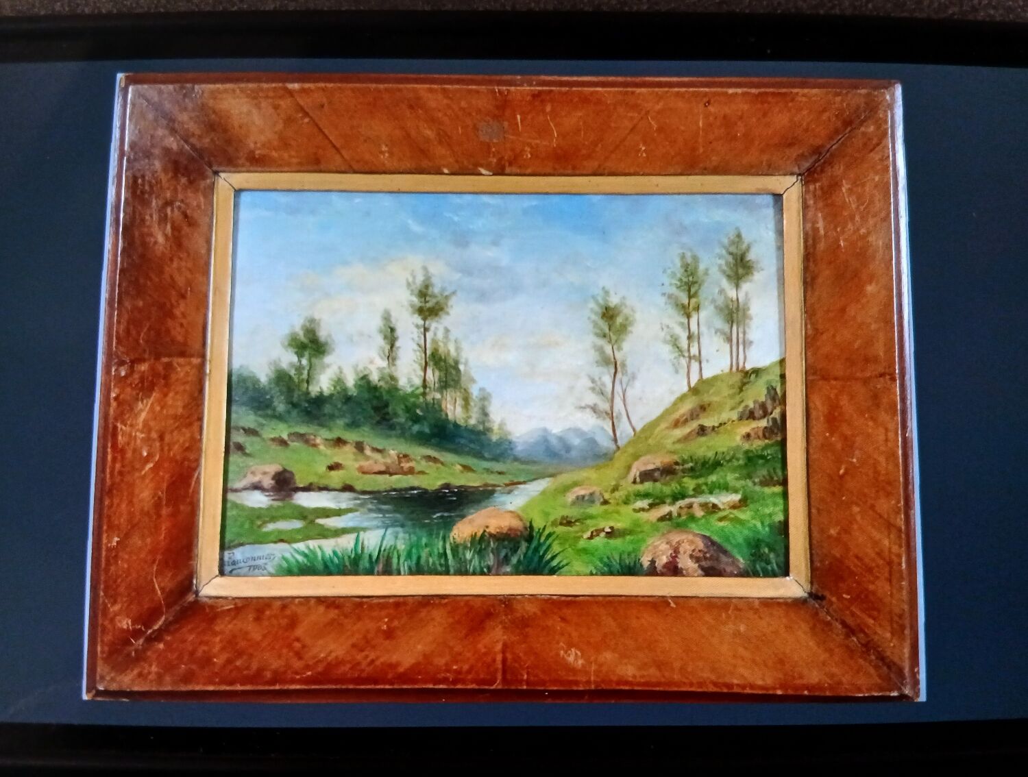 Antique Painting "Riverside" - Oil on Canvas, 1900, Framed - Ca