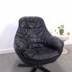 Draaibare zwart leren fauteuil H.W. Klein voor Bramin uit Denemarken