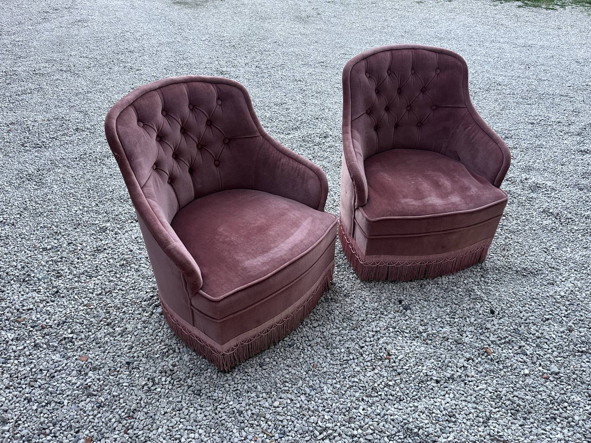 Lot de 2 fauteuils crapaud vintage 