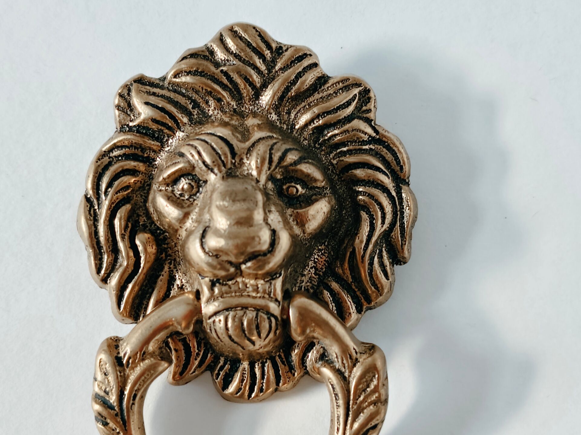 Lion Head Door Knocker in Solid Brass, Antique Door Handle