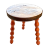 Tabouret tripode pied bobine terracotta