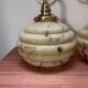 Pair of vintage marbled opaline globe wall lights