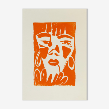 Linogravure Helena Orange