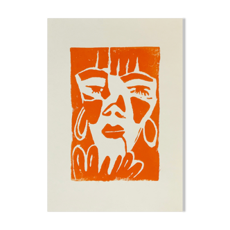 Linogravure Helena Orange