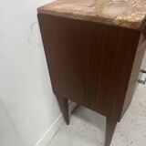 Art Deco chest of drawers with cut sides in mahogany veneer, 20th century