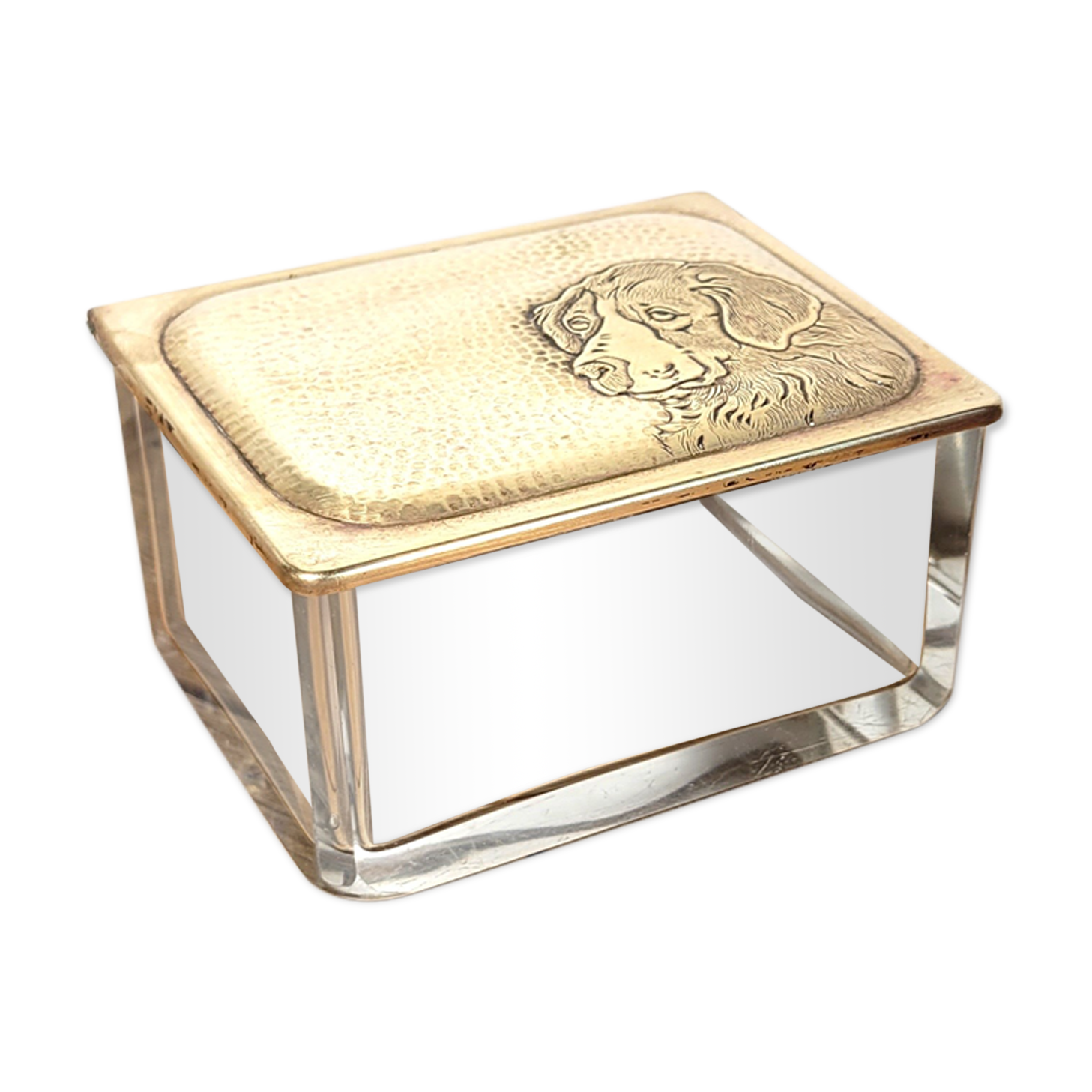 Glass & brass dog box