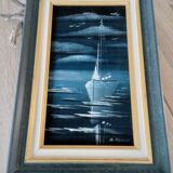 Sailboat painting on velvet