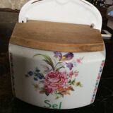 Spice pot porcelain wall salt box flower pattern
