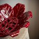 Woven ceramic basket with petals in oxblood slip / baroque style, eclectic