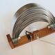 Pair of vintage 70s chrome and wood slatted wall lights