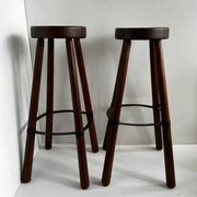 Paire de tabourets en bois massif